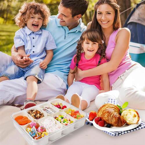 Snackle Box Container Lid With 8 Compartment Portable Divide