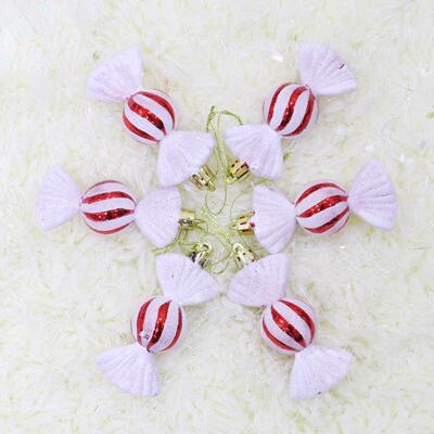 6pcs Christmas decorations 10cm red and white candy christma