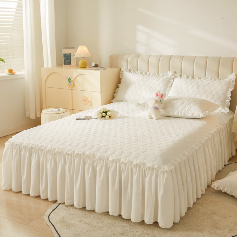 纯色夹棉床笠加床裙款二合一体件白色床罩床围裙保护四季通用,床上用品,床裙,淘宝优惠券,粉丝福利购,淘宝优惠卷