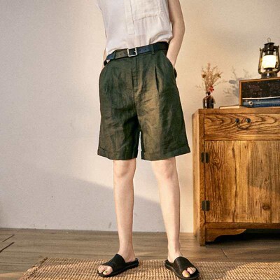 Artistic Loose Linen Shorts Womens Casual Mid-length Pants