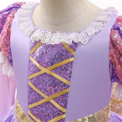 Rapunzel Princess Girl Dress Cosplay Tangled Halloween Party