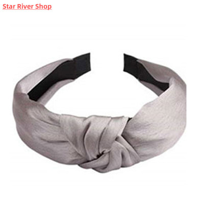 Women Wide Side Headband Twisted Knotted Head Hoop Solid Col