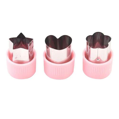Star Heart Shape Vegetables Cutter Plastic Handle 3Pcs Porta