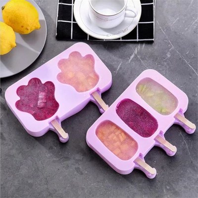 Silicone Ice Cream Mold Popsicle Siamese Molds with Lid DIY