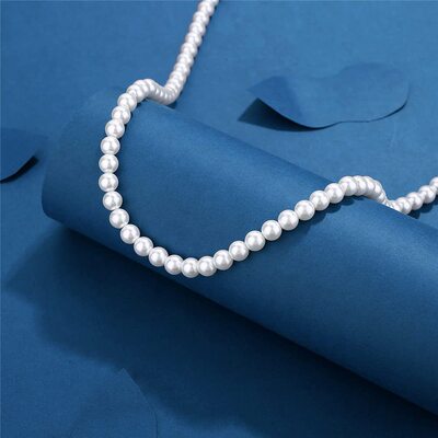 Pearl Necklace Men Simple Handmade Strand Bead Necklace  New