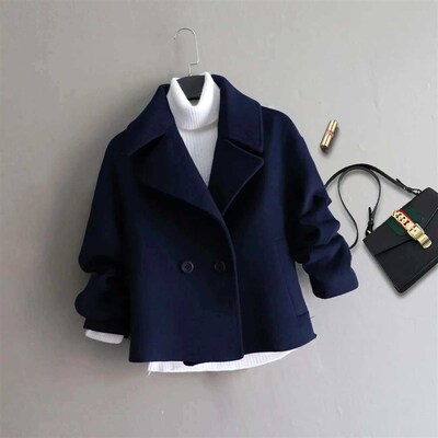 Autumn and winter new college style small short woolen coat