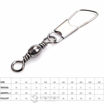 10PCS/Lot 4#-22# Fishing Swivel Barrel Swivels With Snap Fis