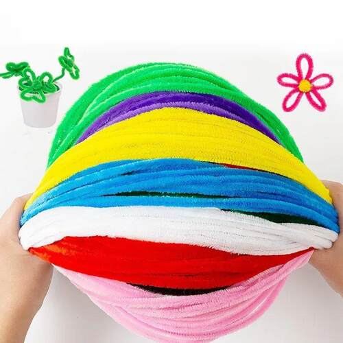 100/10pcs Colorful Plush Twister Stick Toys DIY Handmade Flo