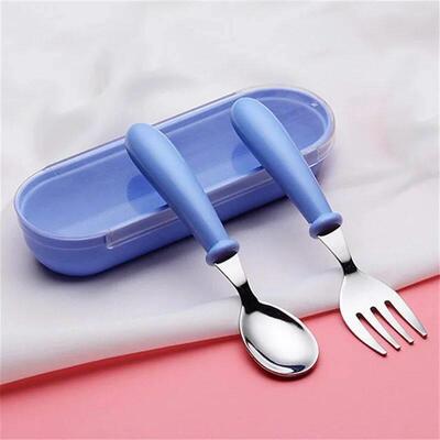3pcs Children Spoon Forks Box Kids Stainless Steel Kids Cutl