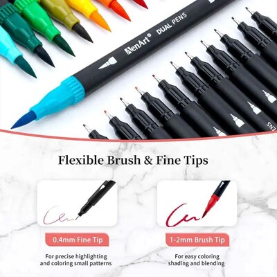 12-120 Colors Felt Tip Drawing Watercolor Art Markers Pen Du