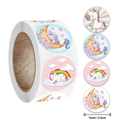 500pcs/roll Cute Cartoon Animal Unicorn er Reward er Gift De