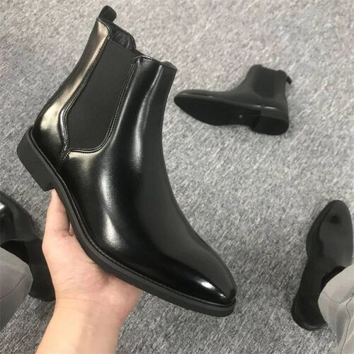Classcis Man Chelsea Boots Black Casual Slip on Short Boots