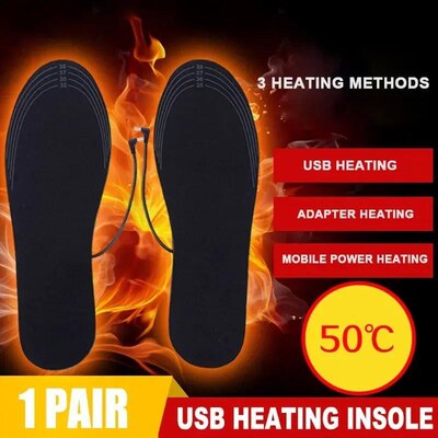 1 Pair USB Heated Shoe Insoles Foot Warming Pad Feet Warmer