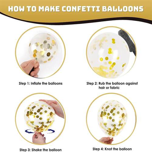 20 Pcs 12 Inch Latex Confetti Balloons Kit With Ribbons for