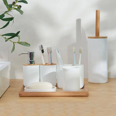 Bathroom Accessories Set Soap Dispenser Bottle Dish Washroom