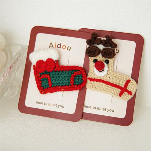 Christmas yarn handmade hair clip headband圣诞款发夹子头饰