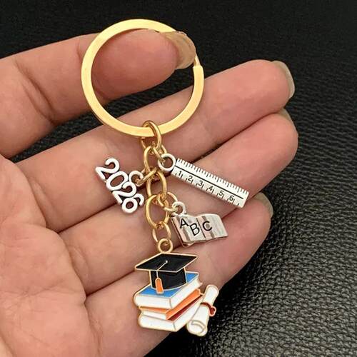 2026 Graduation Gown Cap KeyChain Ring Student Women