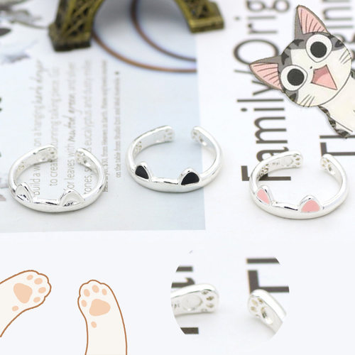 Cat Ear Finger Rings Open Design Cute Footprints Fashion Jew