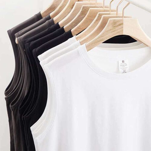 Quality Cotton 230g Round Neck Sleeveless Vest Solid Color L