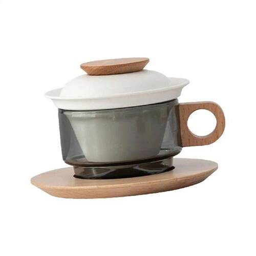 Cappuccino Mugs with Saucer Unique Single Handle Glass Tea