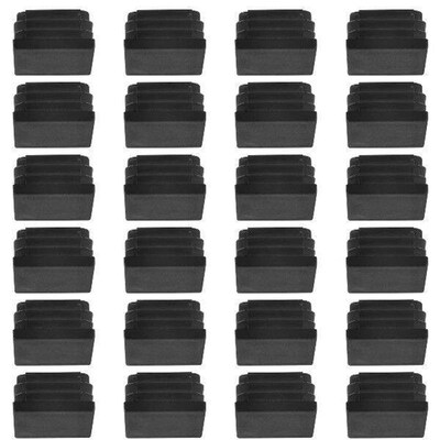 24 Pcs 30mm x 30mm Plastic Ribbed Square End Caps Tube