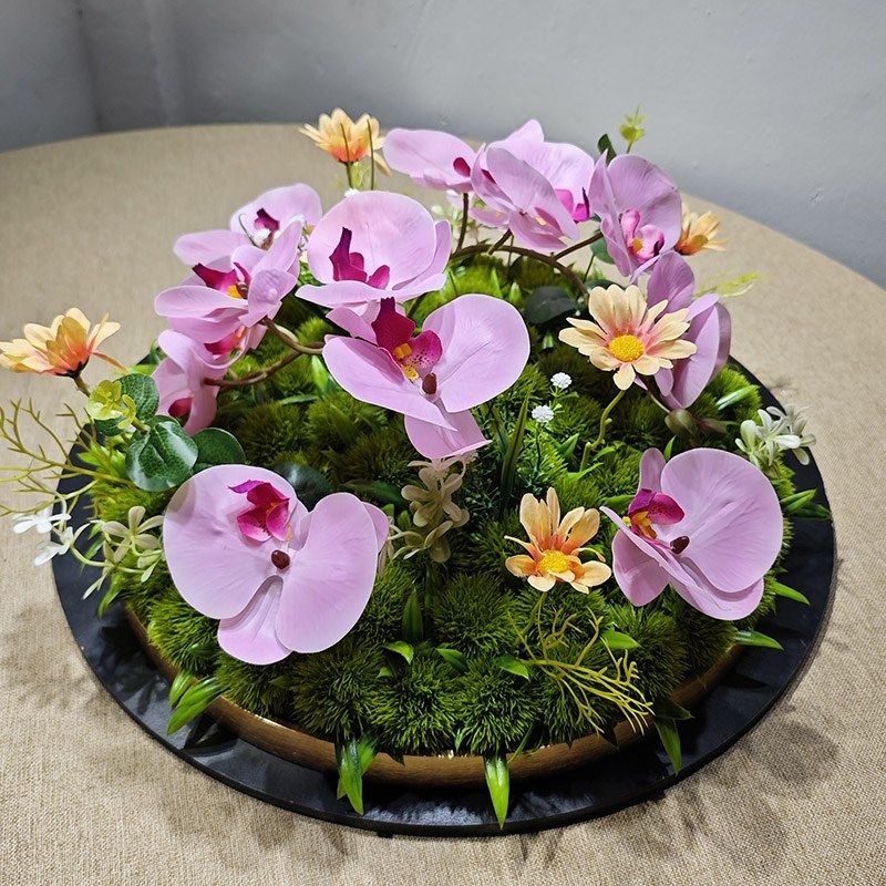 酒店餐桌花摆花大圆桌中间装饰摆件餐厅台面转盘摆设仿真景观花艺,家居饰品,仿真花/假花,淘宝优惠券,粉丝福利购,淘宝优惠卷