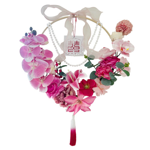 创意婚房装饰高档婚礼布置立体仿真花束装饰婚房门喜字挂饰婚庆用