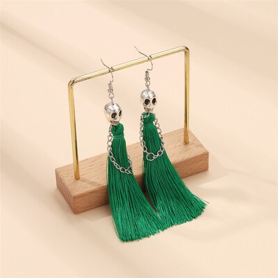 European and American Accessories Punk Skull Tassel Earrings