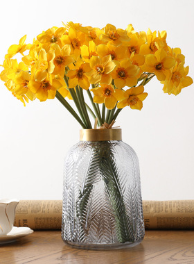 6Pcs/bunch White Artificial Narcissus Flower Bouquet Home Ga