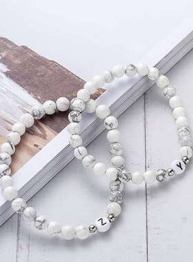 6MM white turquoise beaded letter brlet mens couple hand or