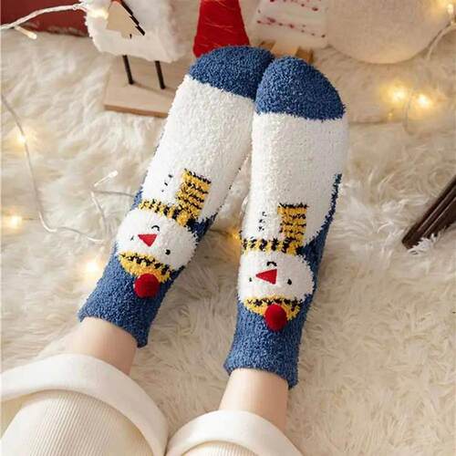 Christmas Coral Velvet Socks Winter Fuzzy Socks Women Cute S