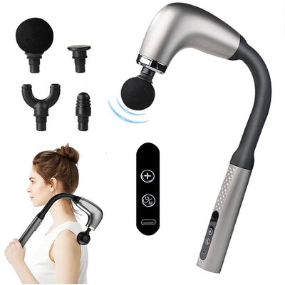 Fascia Gun with Extended Handle and Elbow for Self-assist Ma
