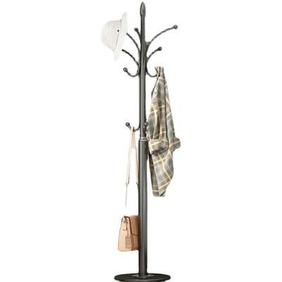 Metal Coat Rack Stand Satin Steel Stable Hooks Tree Hat Coat