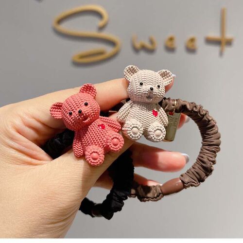 Bear Cartoon Hair Rope Girls Cute Hair Rings Ins High Elast
