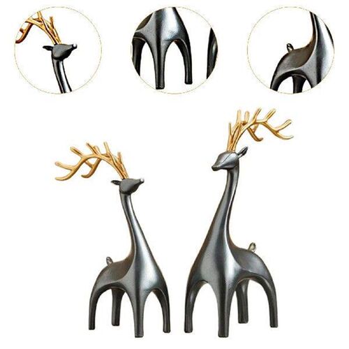 Set of 2 Reindeer Deer Statues Tabletop Decoration Desk