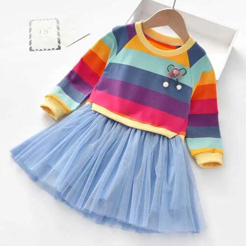 Baby Girls Dress Princess Autumn Sweater Fleece Gauze Tutu D
