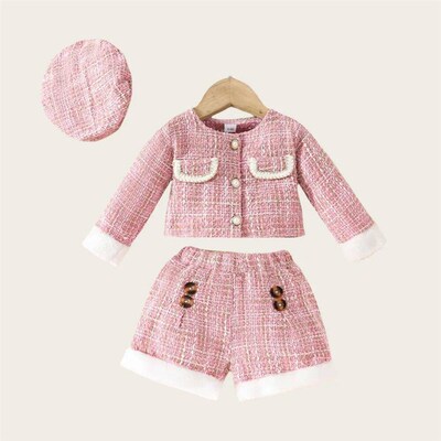 2024 Autumn Kids Outdoor Clothes Cute Plush Selvedge Plaid L