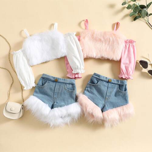 0-4Y Kids Girls Autumn Clothes Set Baby Off Shoulder Long Sl