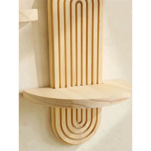 1Pc Boho Style Wooden Wall Shelves - Geometric Wall Mounted