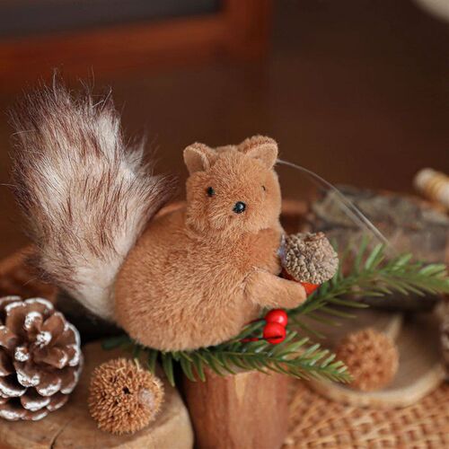 Cute Plush Squirrel Pendant Hanging Christmas Tree Decoratio