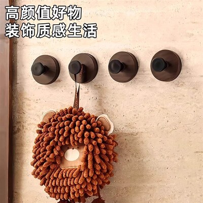 Walnut wood grain suction knob hook, over-the-door bathroom