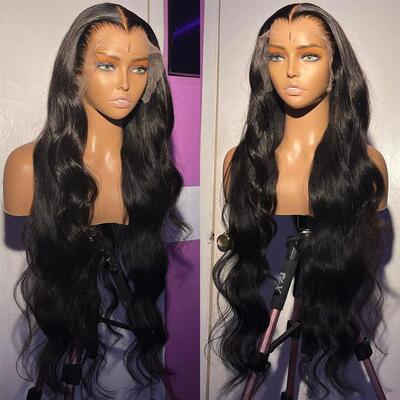 30inch 13x4 Body Wave Lace Front Wig Human Hair PrePlucked B