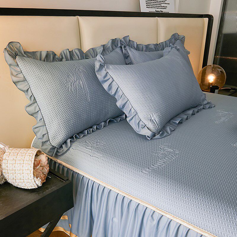 夏季凉感冰豆豆凉席三件床裙款202新款可机洗冰丝席空调软席子,床上用品,冰丝席,淘宝优惠券,粉丝福利购,淘宝优惠卷