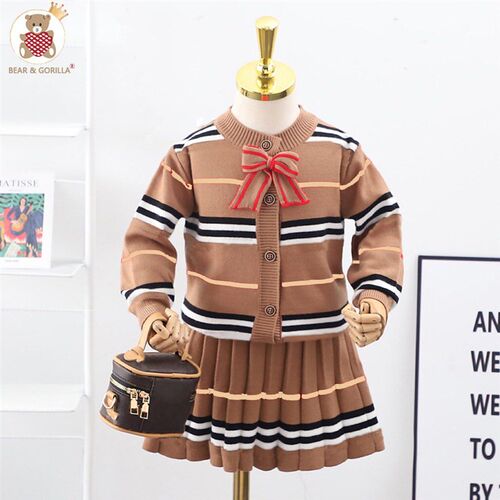 Warm Kids Clothing Little Girls Knit Outfits Stripes Sweater