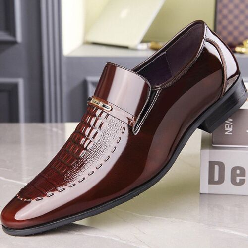 Men Leather Shoes Patent Leather Business Shoes Pointed Toe