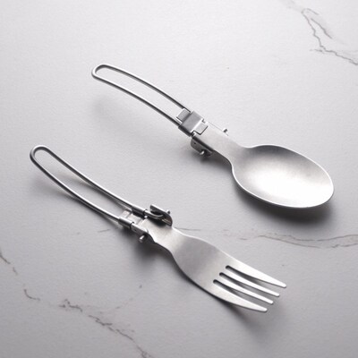 Stainless steel foldable travel utensils fork and spoon
