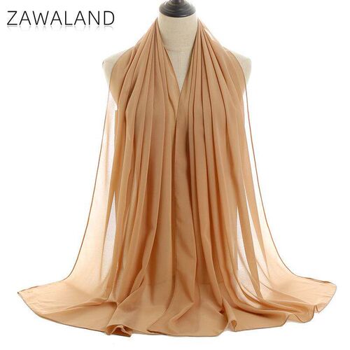 Zawaland Solid Color Scarves Wrap Shawls Chiffon Bubble Scar