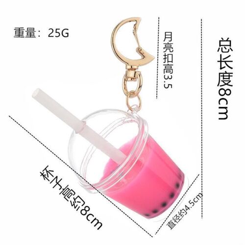 Cute Mini Bubble Tea Keychain For Women Acrylic Simulation