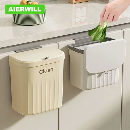 12L Kitchen Trash Can Wall Mounted Hanging Trash Bin With Li