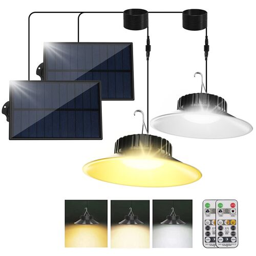 1PC/2PC Solar Pendant Light with Remote Control Outdoor Indo